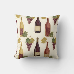 Cojín Decorativo Botella de Vino Antiguo con Patrón de Vid