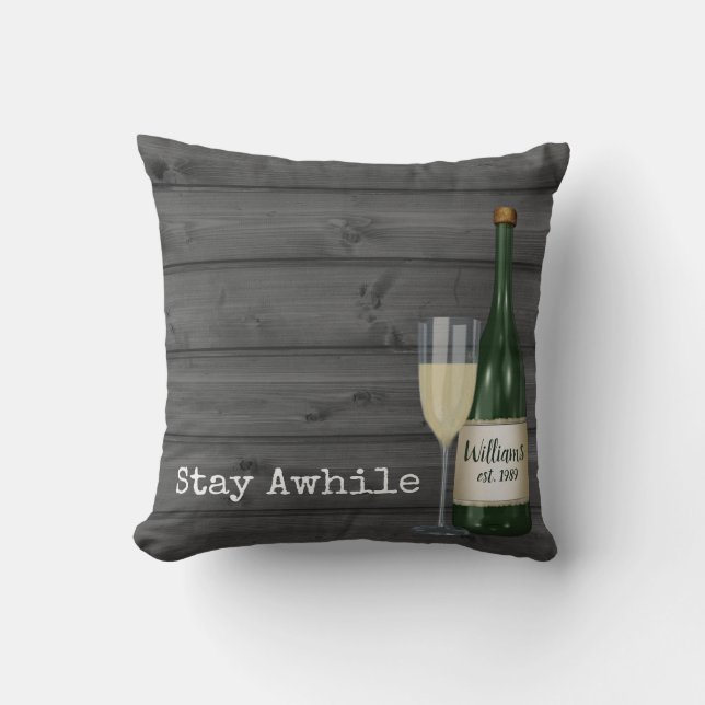 Cojín Decorativo Botella De Vino En Madera (Anverso)