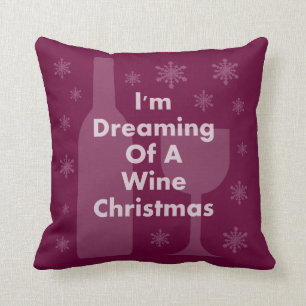 Cojín Decorativo Botella y vidrio: Navidad del vino