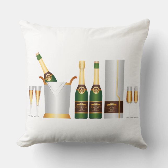 Cojín Decorativo botellas de champán (Anverso)