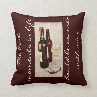 Cojín Decorativo Botellas de vino rústicas y un vidrio de vino