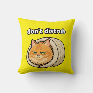 Cojín Decorativo Botón de gato naranja estético lindo no molestar
