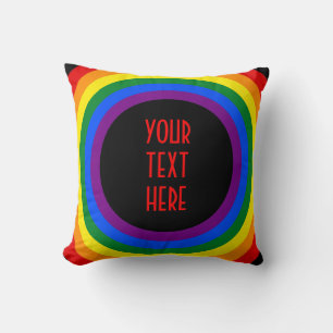 Cojín Decorativo BOTÓN DE MARCA DE RAINBOW + tu signo o texto