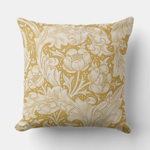 Cojín Decorativo Botón de soltero floral de oro de William Morris