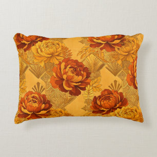 Cojín Decorativo Bountiful Blossoms Golden Orange Art Deco