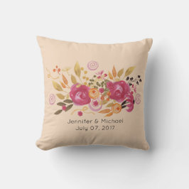 Cojín Decorativo Bouquet de flores rosadas y Naranjas sobre fondo d