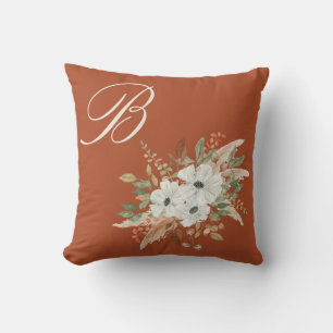 Cojín Decorativo Bouquet de invierno de color acuático monograma ot