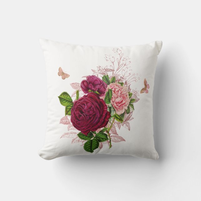 Cojín Decorativo Bouquet de mariposa rosa rosada (Anverso)