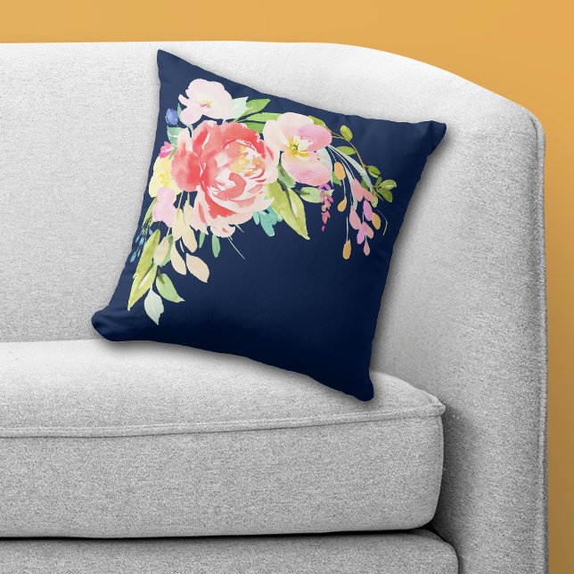 Cojín Decorativo Bouquet floral azul de la marina (Subido por el creador)