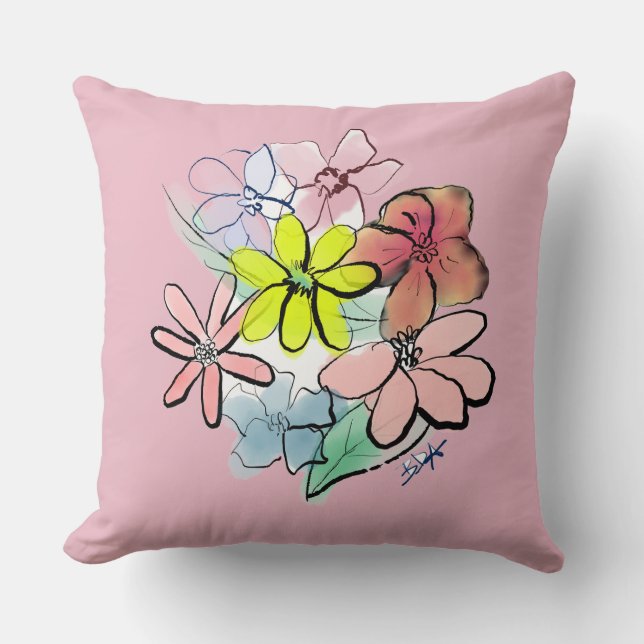 Cojín Decorativo Bouquet floral Bonito y lindo de mujer (Anverso)