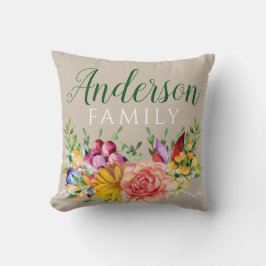 Cojín Decorativo Bouquet floral con nombre familiar