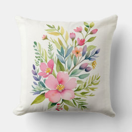 Cojín Decorativo Bouquet Floral de color de agua de los jardines de