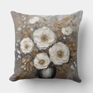 Cojín Decorativo Bouquet Gray Gold Black Floral