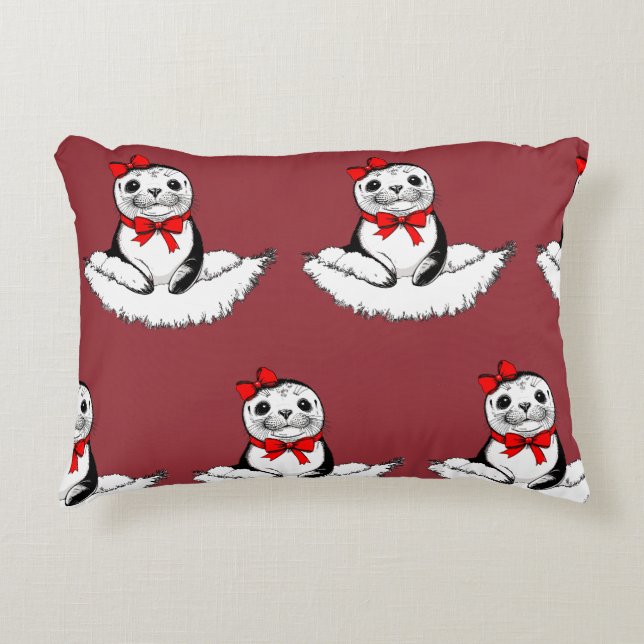 Cojín Decorativo Bow-tiful Seal – Christmas Edition (Anverso)