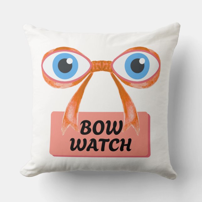 Cojín Decorativo Bow Watch – Quirky Cartoon (Anverso)