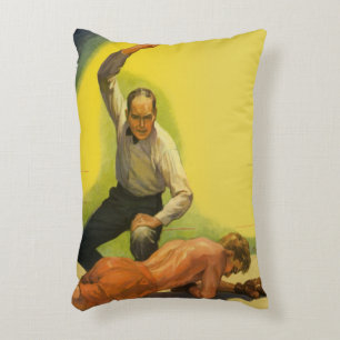 Cojín Decorativo Boxeo deportivo vintage, árbitro con knockout de b