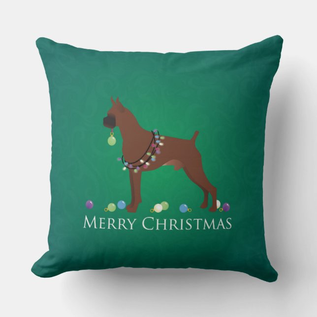 Cojín Decorativo Boxer Dog Merry Christmas Design (Anverso)