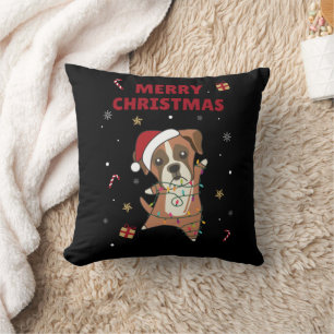 Cojín Decorativo Boxer Navidades de perro niegan animales de invier