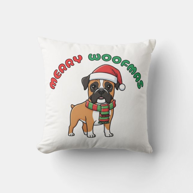 Cojín Decorativo Boxer Pillow, navidades: Merry Woofmas (Anverso)