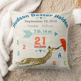 Cojín Decorativo Boy Nursery Baby Nacimientos Estadísticas Giraffe 