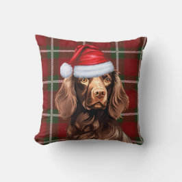 Cojín Decorativo Boykin Spaniel Navidades de Red Plaid