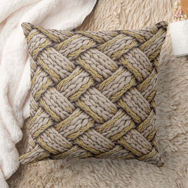 Cojín Decorativo Braided Thread Knit Texture – Warm Beige (3) (Manta)