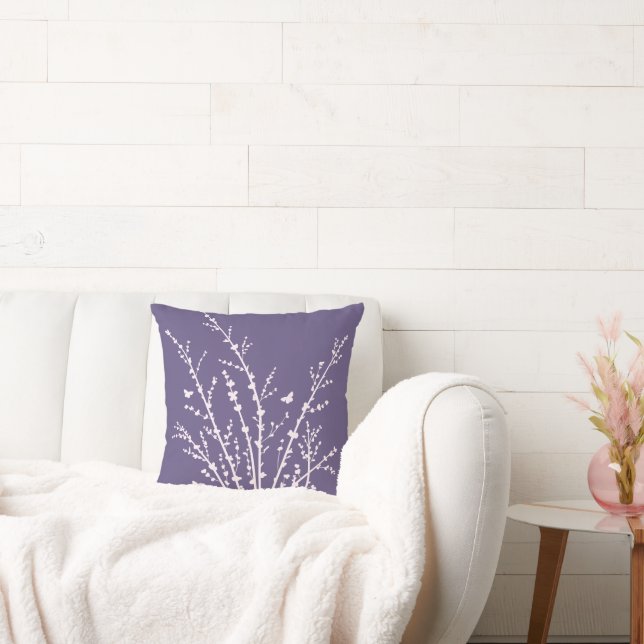 Cojín Decorativo Brancas Botánicas Violetas Modernas (Sofá)