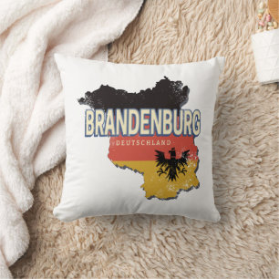 Cojín Decorativo Brandenburg Alemania Retro State Map Vintage