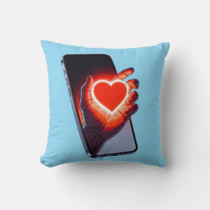Cojín Decorativo Breaking Screen Heart Optical Illusion Throw Pillo