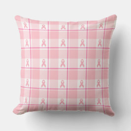 Cojín Decorativo Breast Cancer Awareness Plaid Pink Ribbon