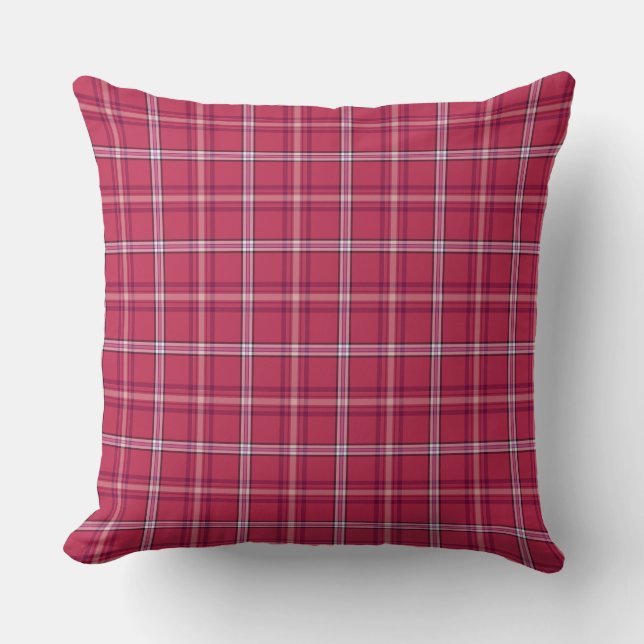 Cojín Decorativo Brick Red and Soft Peach Plaid (Anverso)