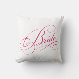 Cojín Decorativo BRIDE rosa Elegante Rótulo de asiento con guión el