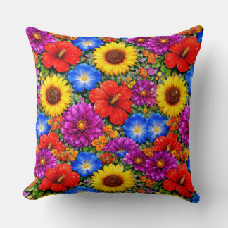 Cojín Decorativo Bright Floral Pattern Sunflower, Poppy & Daisies