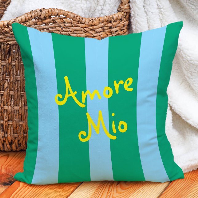 Cojín Decorativo Bright Green and Blue Stripes | Amore Mio (Subido por el creador)
