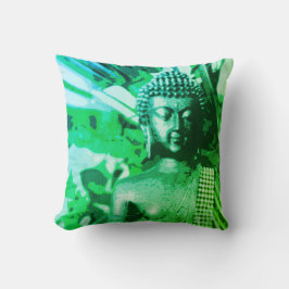 Cojín Decorativo Bright Green Ombre Buddha Meditation Zen