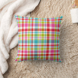Cojín Decorativo Bright Rainbow Plaid Checkered Pattern