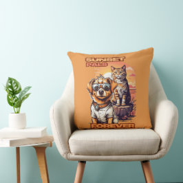 Cojín Decorativo Bright Sunset Animal Friends Art
