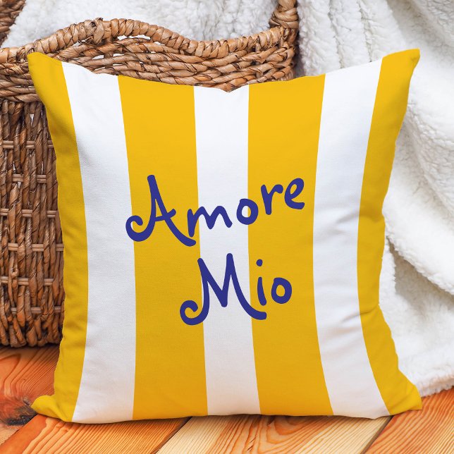 Cojín Decorativo Bright Yellow Orange Stripes | Amore Mio (Subido por el creador)