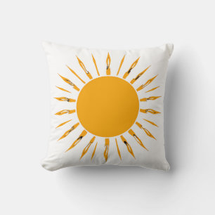 Cojín Decorativo Bright Yellow Sun with Energetic Rays