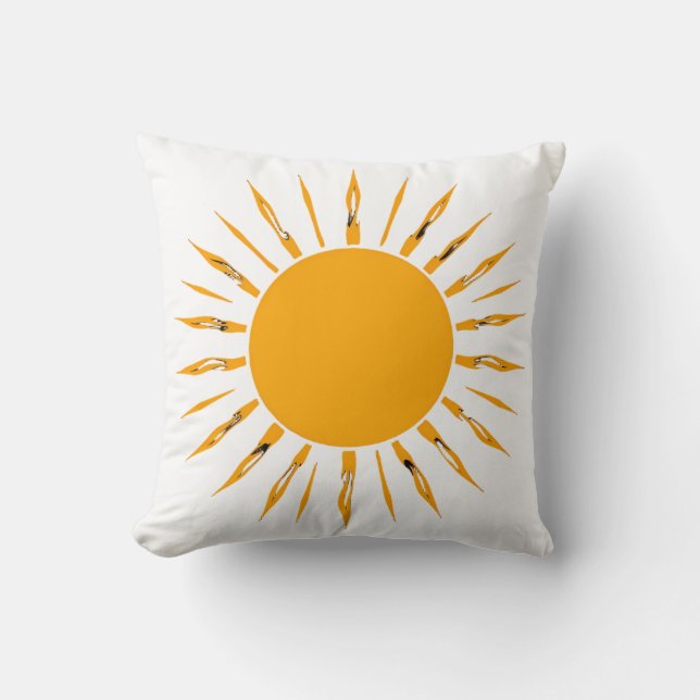 Cojín Decorativo Bright Yellow Sun with Energetic Rays (Anverso)
