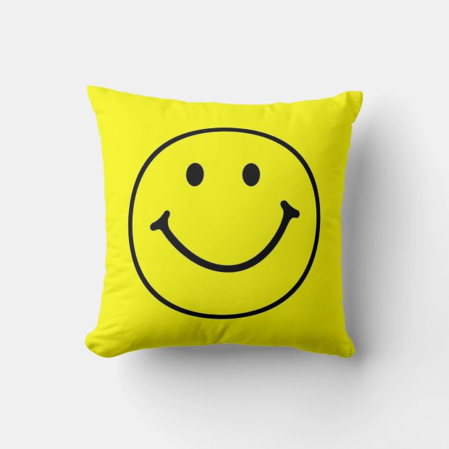 Cojín Decorativo Brillante Amarillo Feliz Cara Sonriente (Anverso)