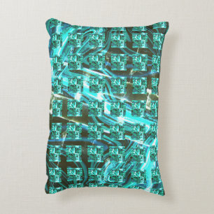 Cojín Decorativo ¿Brillante azul claro, cuadrados o imagen dentro d