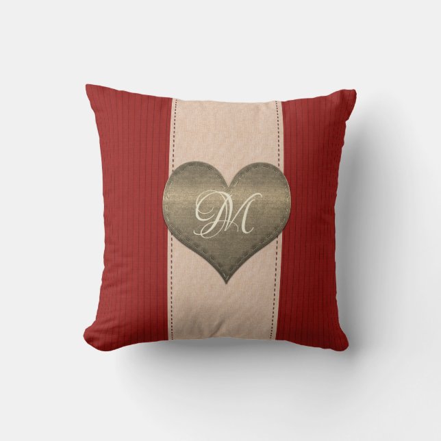 Cojín Decorativo Brillante Corazón De Tiras Rojas Pillow (Anverso)