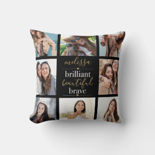 Cojín Decorativo Brillante Hermoso Colage de Fotos Valiente