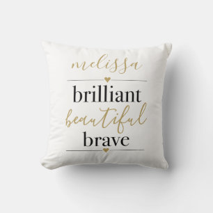 Cojín Decorativo Brillante Hermoso Valiente Nombre Personalizado