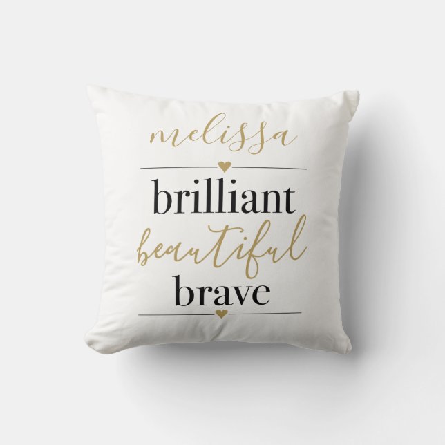 Cojín Decorativo Brillante Hermoso Valiente Nombre Personalizado (Anverso)
