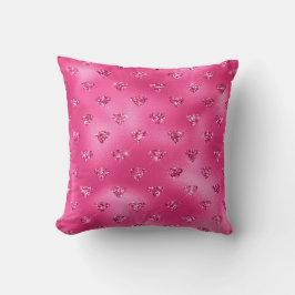 Cojín Decorativo Brillante Patrón de Diamantes Rosa Glamuroso