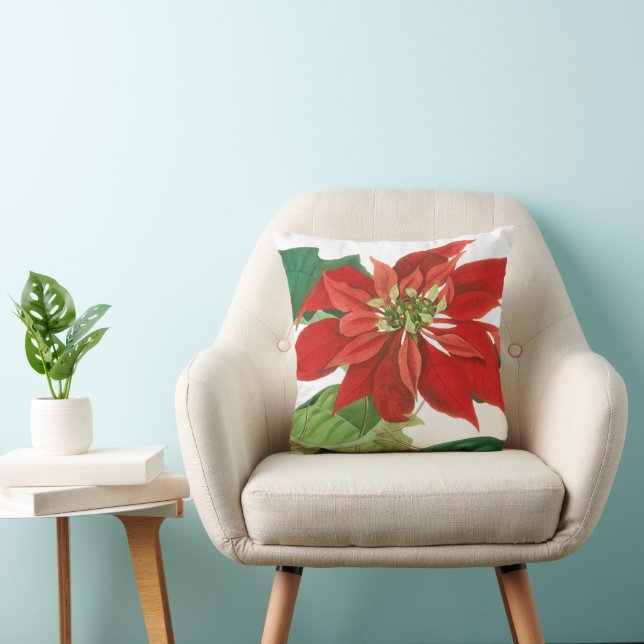 Cojín Decorativo Brillante Poinsettia Rojo Botánico (Silla)