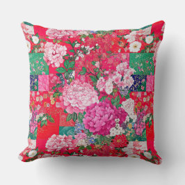 Cojín Decorativo Brillante Red Chinoiserie Patchwork Floral