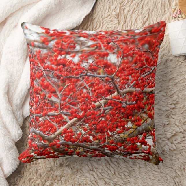 Cojín Decorativo Brillante Red Winterberries Holly Tree Berries (Manta)